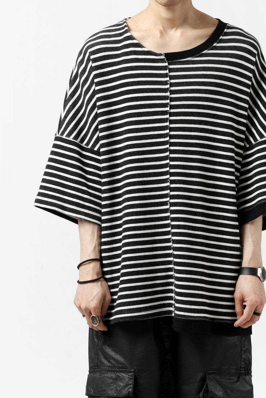 Load image into Gallery viewer, ISAMU KATAYAMA BACKLASH OVERSIZED SWITCHING TOPS / COTTON HONEYCOMB (BORDER)