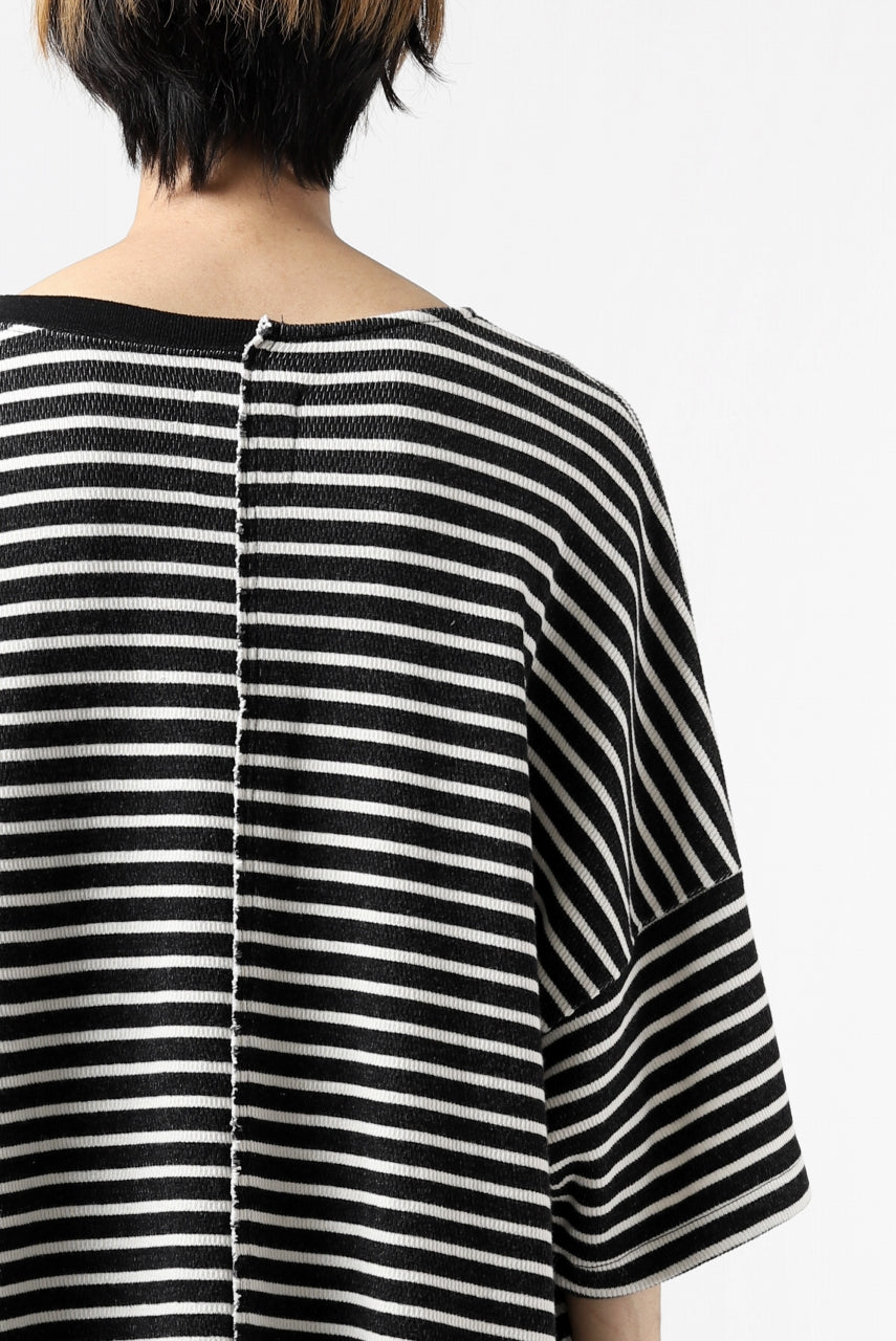 Load image into Gallery viewer, ISAMU KATAYAMA BACKLASH OVERSIZED SWITCHING TOPS / COTTON HONEYCOMB (BORDER)