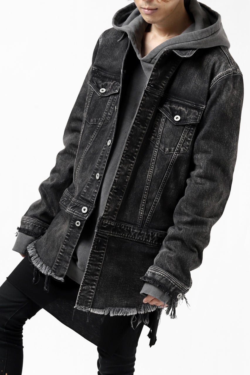 画像をギャラリービューアに読み込む, ISAMU KATAYAMA BACKLASH TRUCKER DENIM JACKET / SPLASH DYED (BLACK)