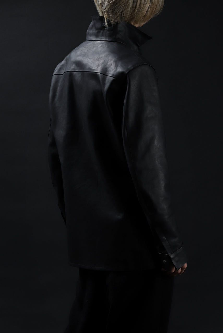 Load image into Gallery viewer, ISAMU KATAYAMA BACKLASH xx GUIDI COMMA 8 LEATHER SHIRT / CALF "Vitello Fiore Volonato" (BLACK) ※