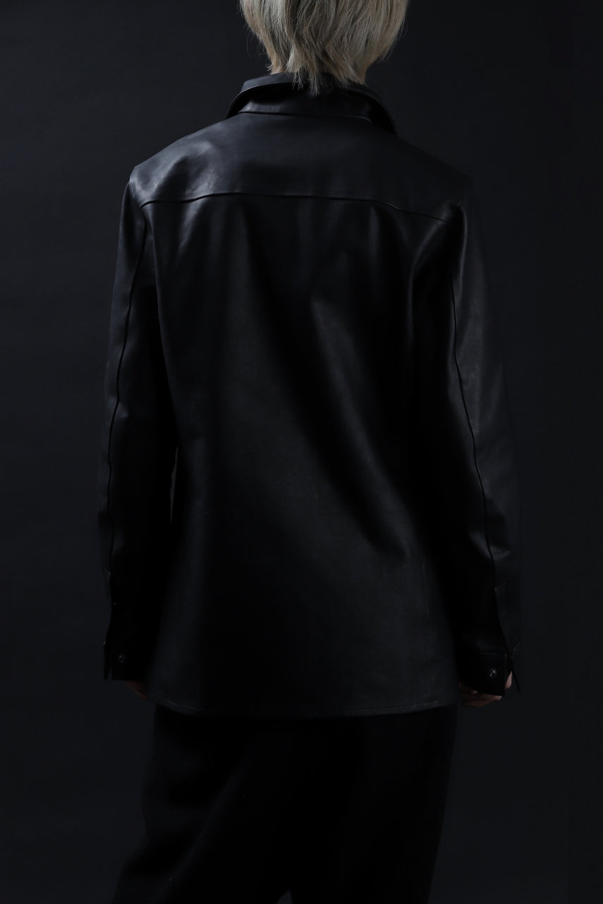 Load image into Gallery viewer, ISAMU KATAYAMA BACKLASH xx GUIDI COMMA 8 LEATHER SHIRT / CALF "Vitello Fiore Volonato" (BLACK) ※