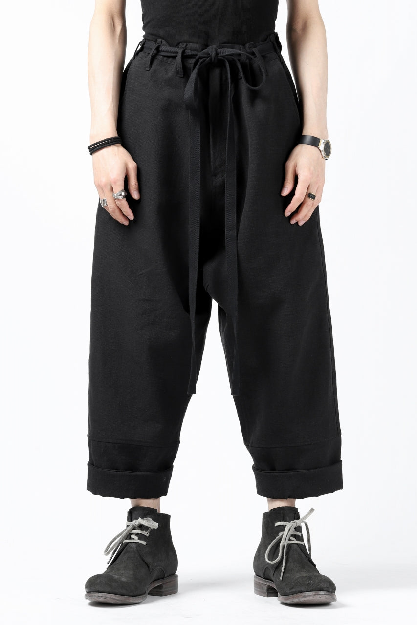 Load image into Gallery viewer, ISAMU KATAYAMA BACKLASH KNOT WAIST WIDE PANTS / COTTON LINEN (BLACK)