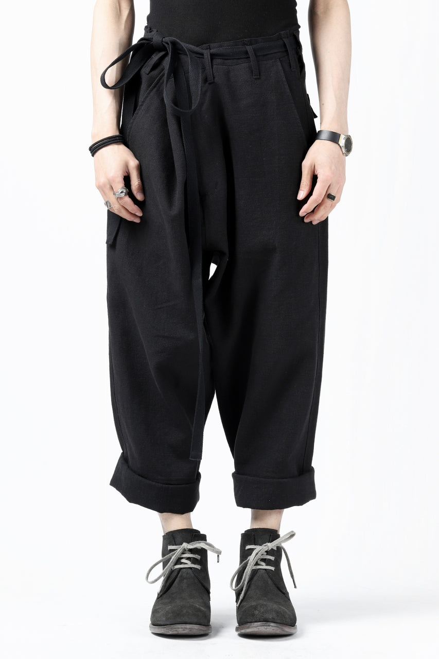 Load image into Gallery viewer, ISAMU KATAYAMA BACKLASH KNOT WAIST WIDE PANTS / COTTON LINEN (BLACK)