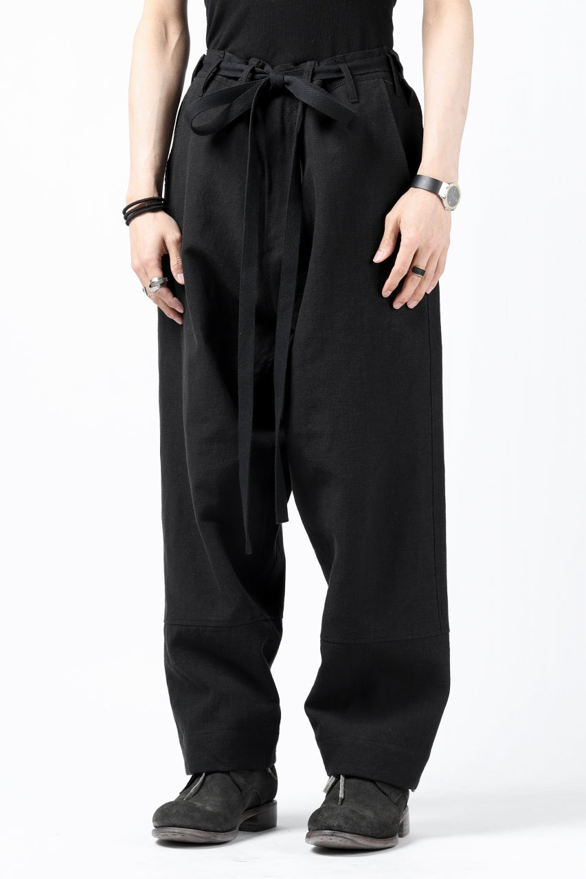 Load image into Gallery viewer, ISAMU KATAYAMA BACKLASH KNOT WAIST WIDE PANTS / COTTON LINEN (BLACK)