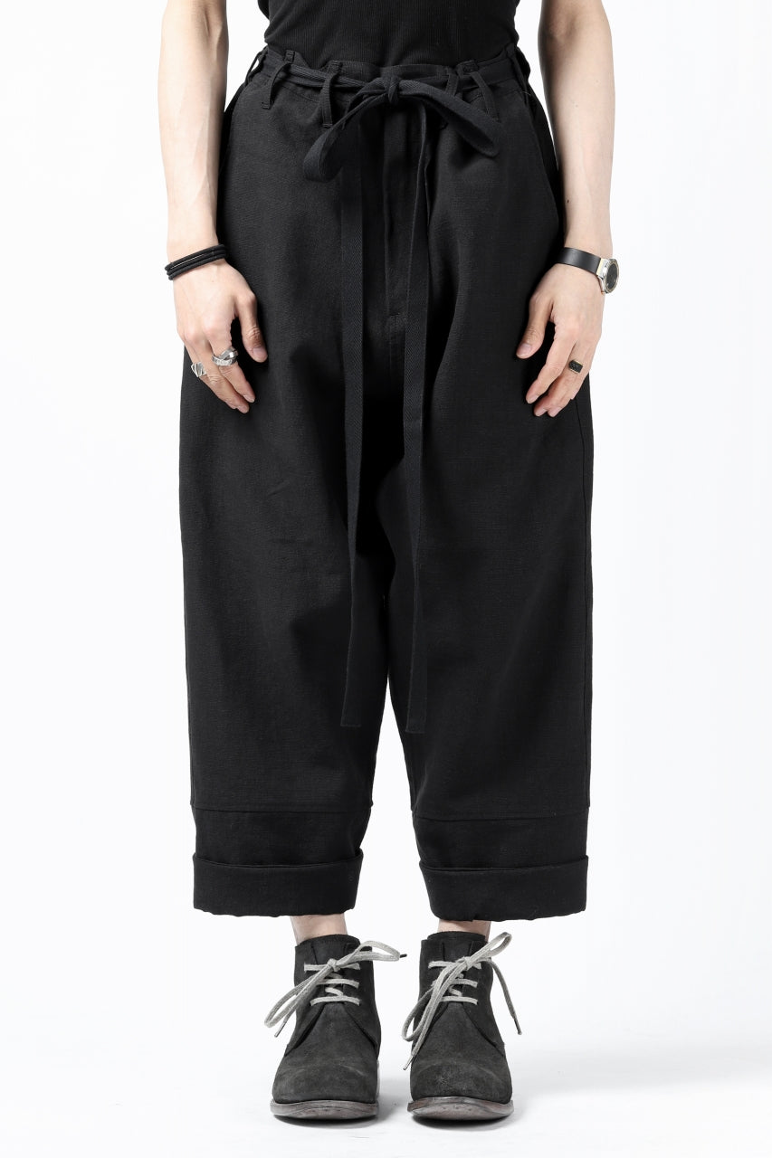 Load image into Gallery viewer, ISAMU KATAYAMA BACKLASH KNOT WAIST WIDE PANTS / COTTON LINEN (BLACK)