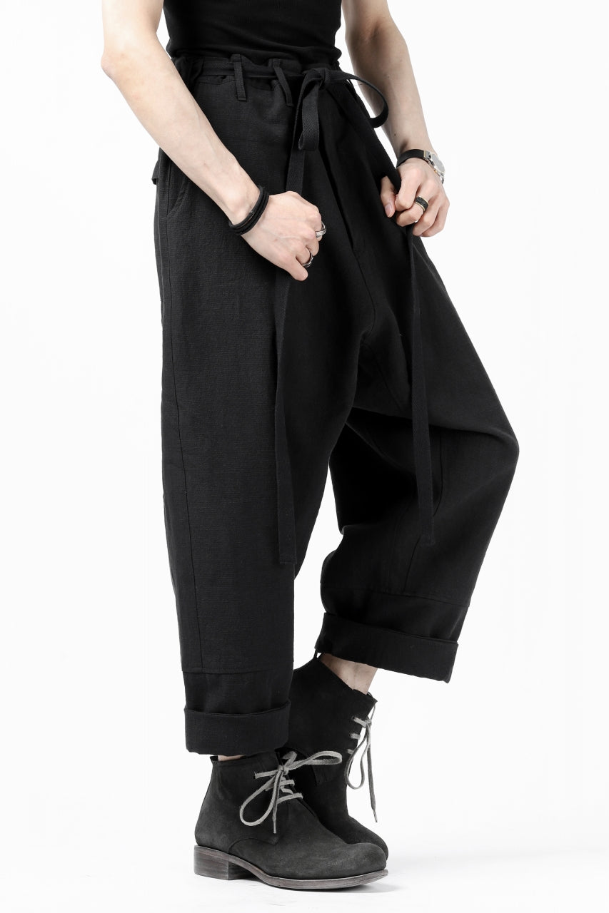 Load image into Gallery viewer, ISAMU KATAYAMA BACKLASH KNOT WAIST WIDE PANTS / COTTON LINEN (BLACK)