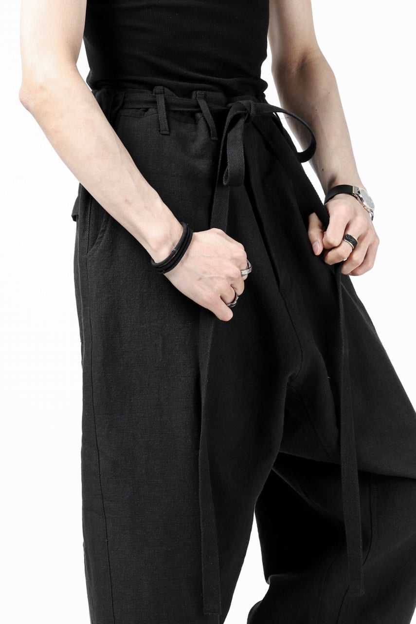 Load image into Gallery viewer, ISAMU KATAYAMA BACKLASH KNOT WAIST WIDE PANTS / COTTON LINEN (BLACK)