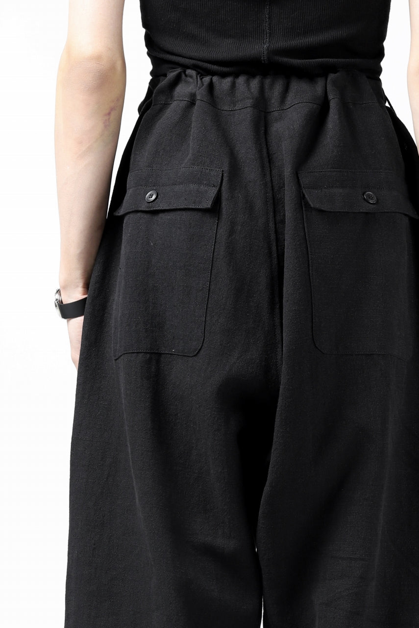 Load image into Gallery viewer, ISAMU KATAYAMA BACKLASH KNOT WAIST WIDE PANTS / COTTON LINEN (BLACK)