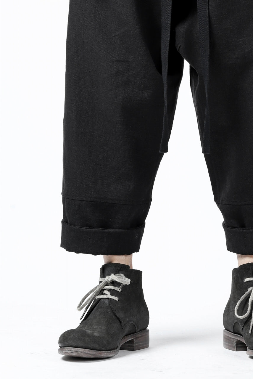 Load image into Gallery viewer, ISAMU KATAYAMA BACKLASH KNOT WAIST WIDE PANTS / COTTON LINEN (BLACK)
