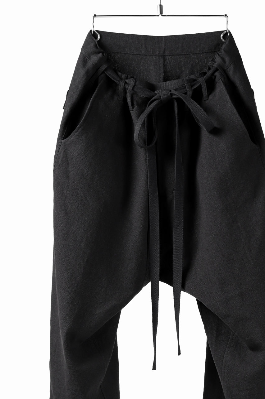 Load image into Gallery viewer, ISAMU KATAYAMA BACKLASH KNOT WAIST WIDE PANTS / COTTON LINEN (BLACK)