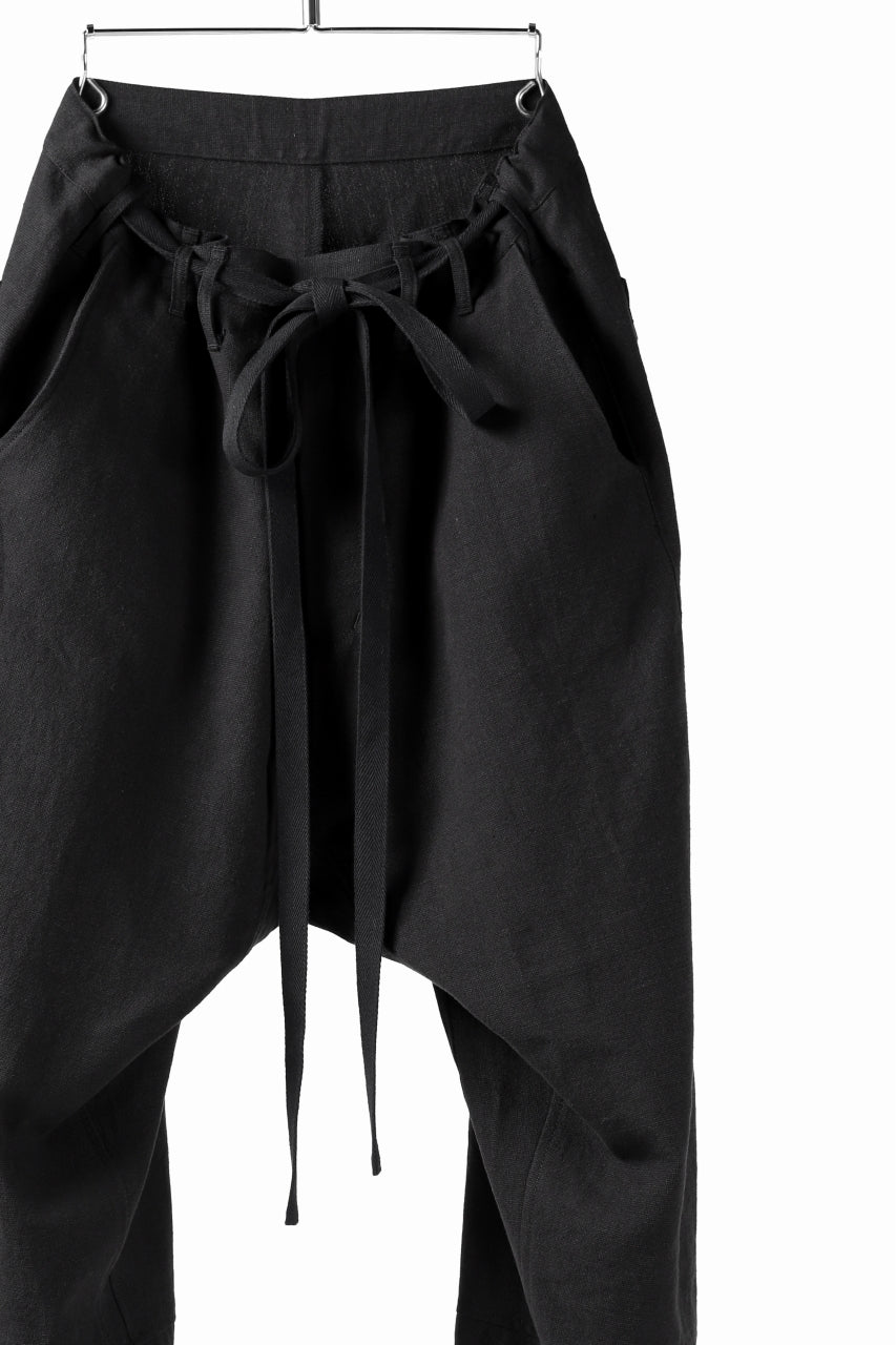 Load image into Gallery viewer, ISAMU KATAYAMA BACKLASH KNOT WAIST WIDE PANTS / COTTON LINEN (BLACK)