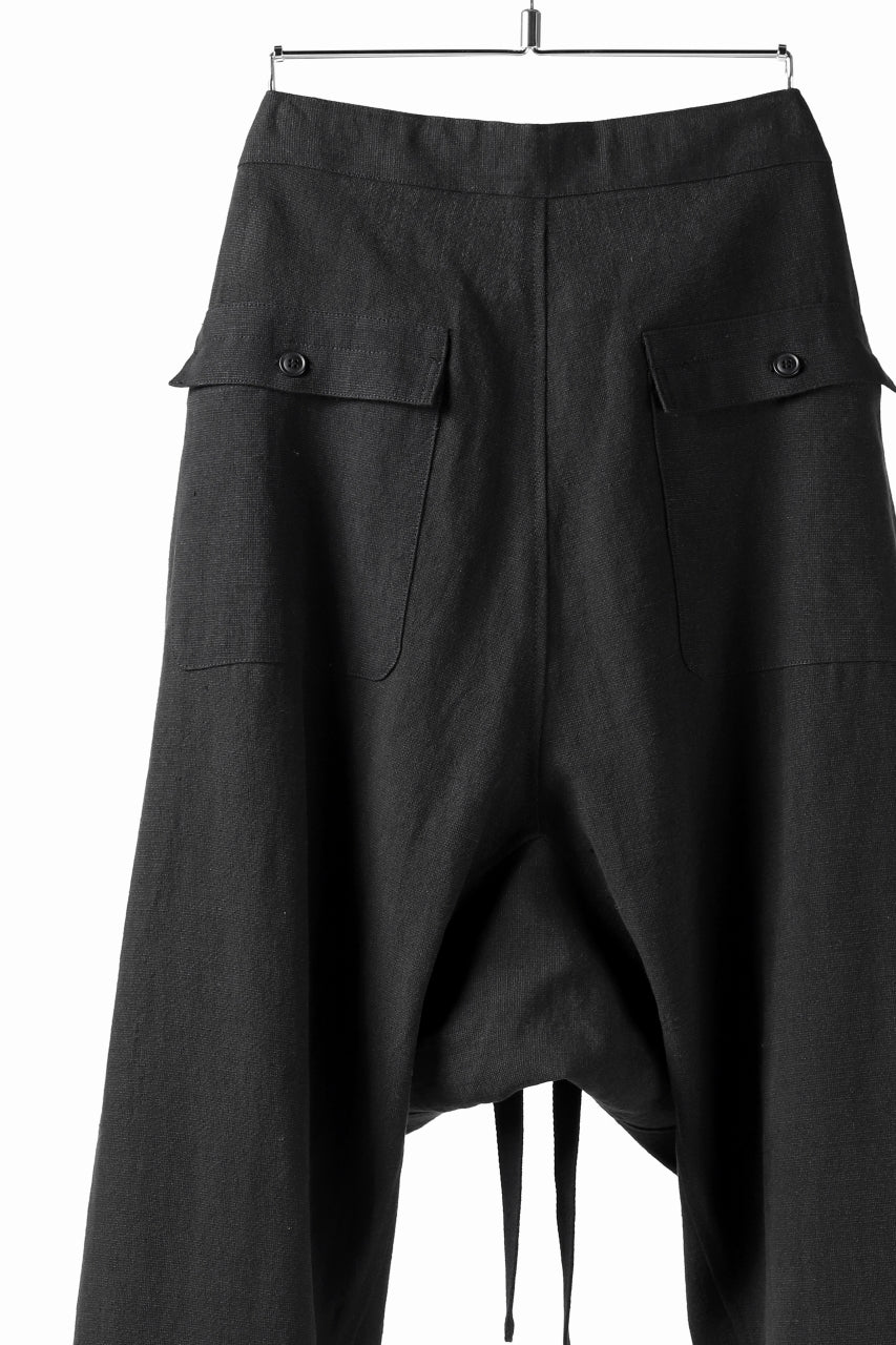 Load image into Gallery viewer, ISAMU KATAYAMA BACKLASH KNOT WAIST WIDE PANTS / COTTON LINEN (BLACK)