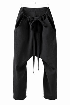 Load image into Gallery viewer, ISAMU KATAYAMA BACKLASH KNOT WAIST WIDE PANTS / COTTON LINEN (BLACK)