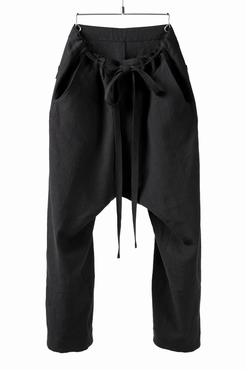 Load image into Gallery viewer, ISAMU KATAYAMA BACKLASH KNOT WAIST WIDE PANTS / COTTON LINEN (BLACK)
