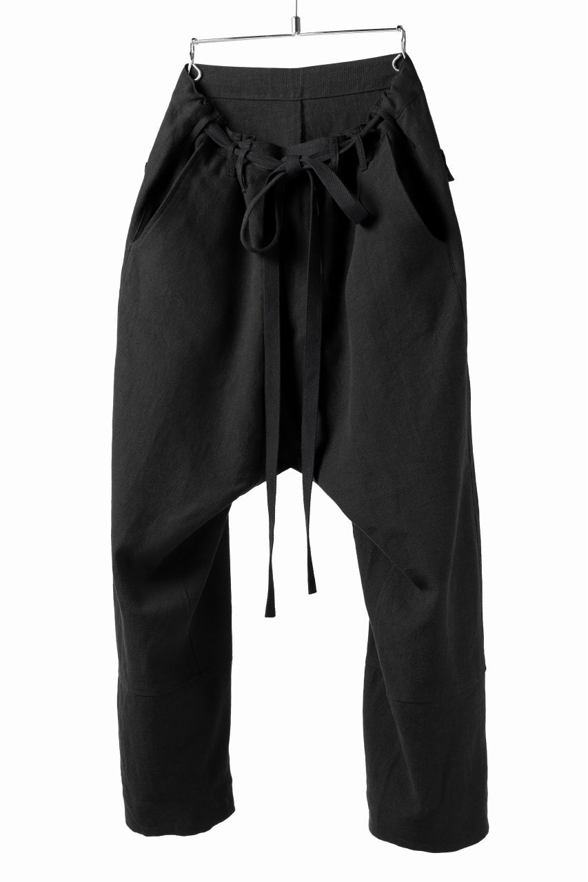 Load image into Gallery viewer, ISAMU KATAYAMA BACKLASH KNOT WAIST WIDE PANTS / COTTON LINEN (BLACK)