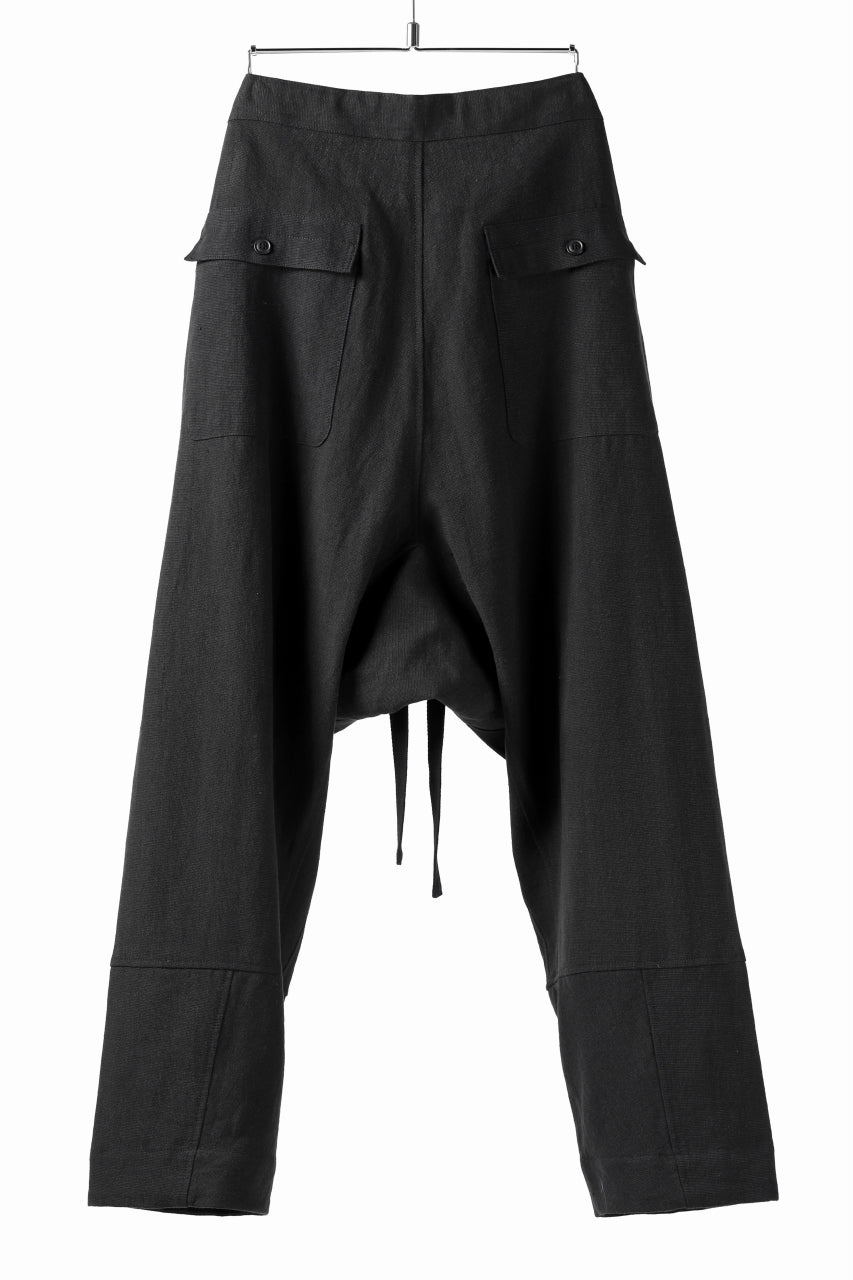 Load image into Gallery viewer, ISAMU KATAYAMA BACKLASH KNOT WAIST WIDE PANTS / COTTON LINEN (BLACK)