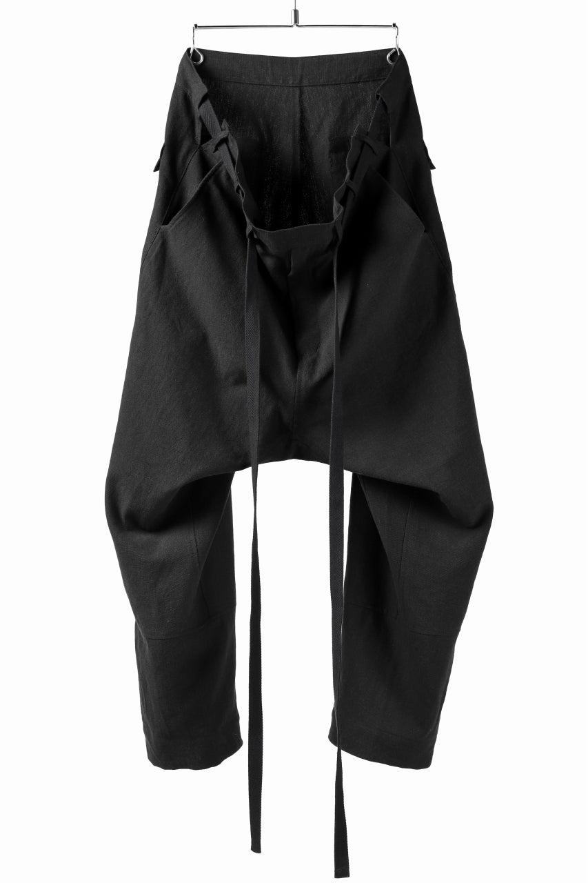 Load image into Gallery viewer, ISAMU KATAYAMA BACKLASH KNOT WAIST WIDE PANTS / COTTON LINEN (BLACK)