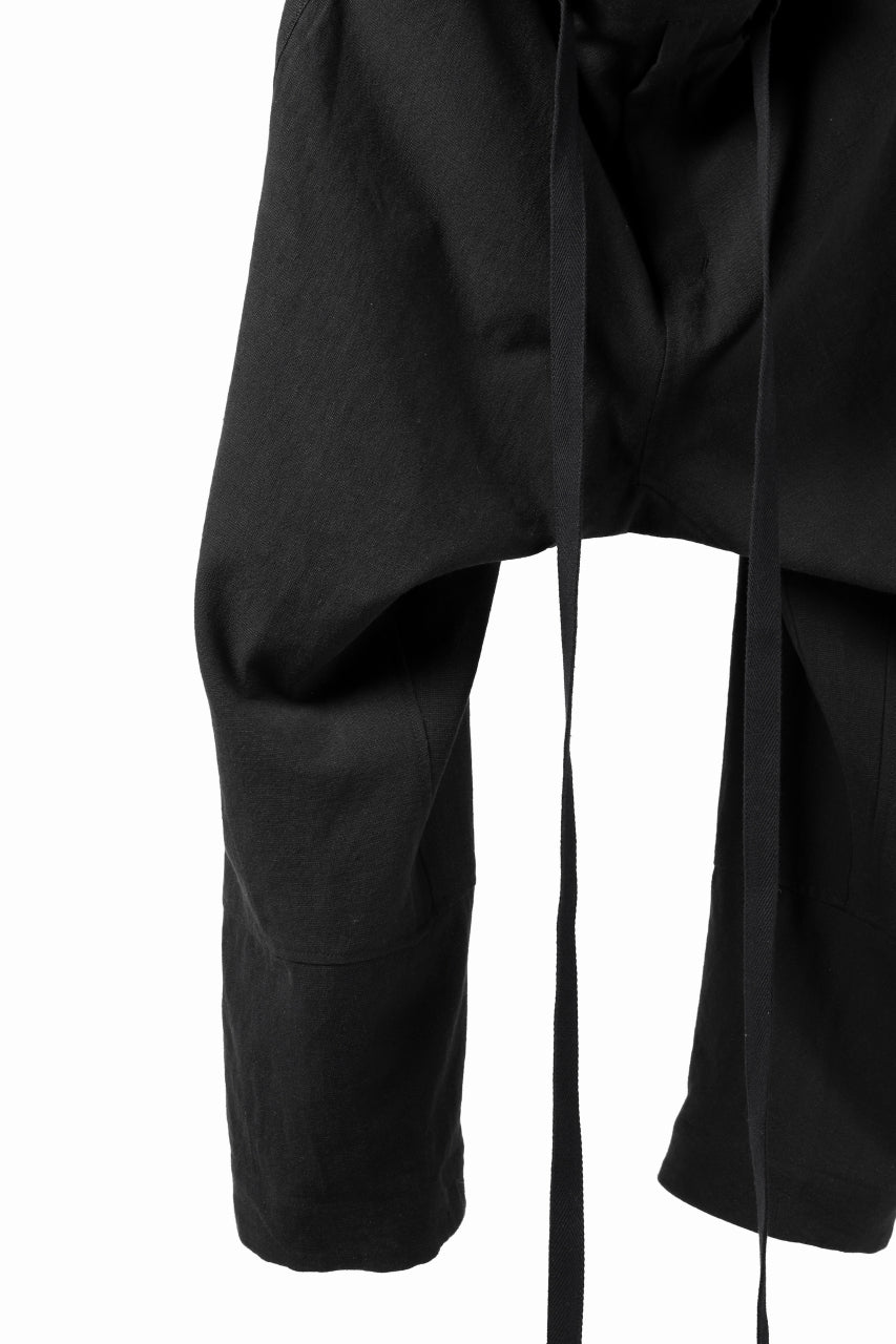 Load image into Gallery viewer, ISAMU KATAYAMA BACKLASH KNOT WAIST WIDE PANTS / COTTON LINEN (BLACK)