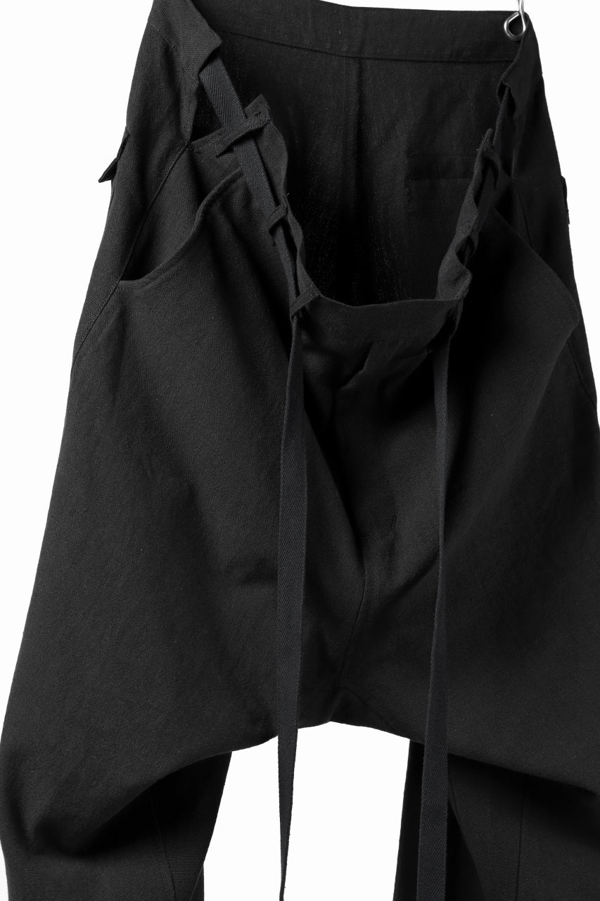 Load image into Gallery viewer, ISAMU KATAYAMA BACKLASH KNOT WAIST WIDE PANTS / COTTON LINEN (BLACK)