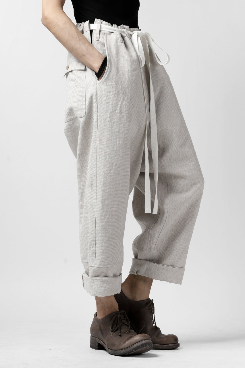 Load image into Gallery viewer, ISAMU KATAYAMA BACKLASH KNOT WAIST WIDE PANTS / COTTON LINEN (WHITE)