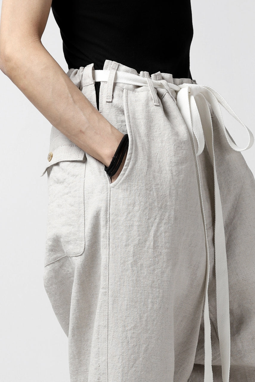 Load image into Gallery viewer, ISAMU KATAYAMA BACKLASH KNOT WAIST WIDE PANTS / COTTON LINEN (WHITE)