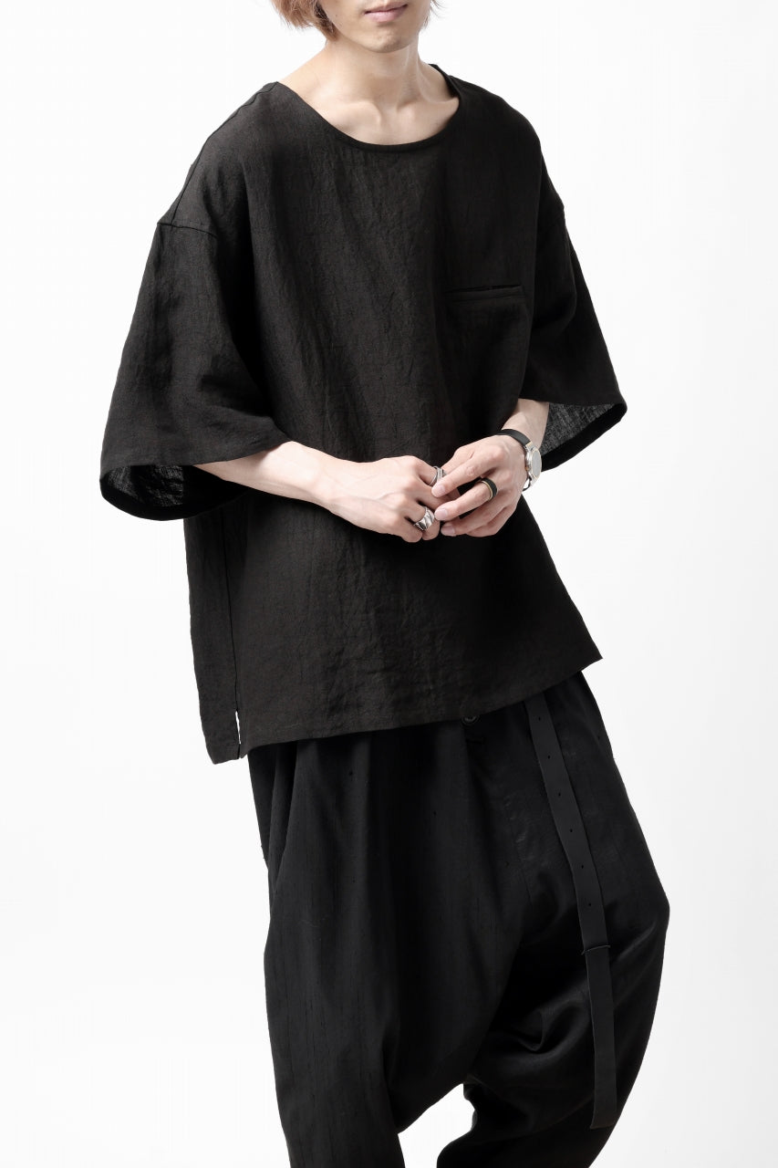 画像をギャラリービューアに読み込む, ISAMU KATAYAMA BACKLASH PULLOVER POCKET SHIRT / SOFT LINEN (BLACK)