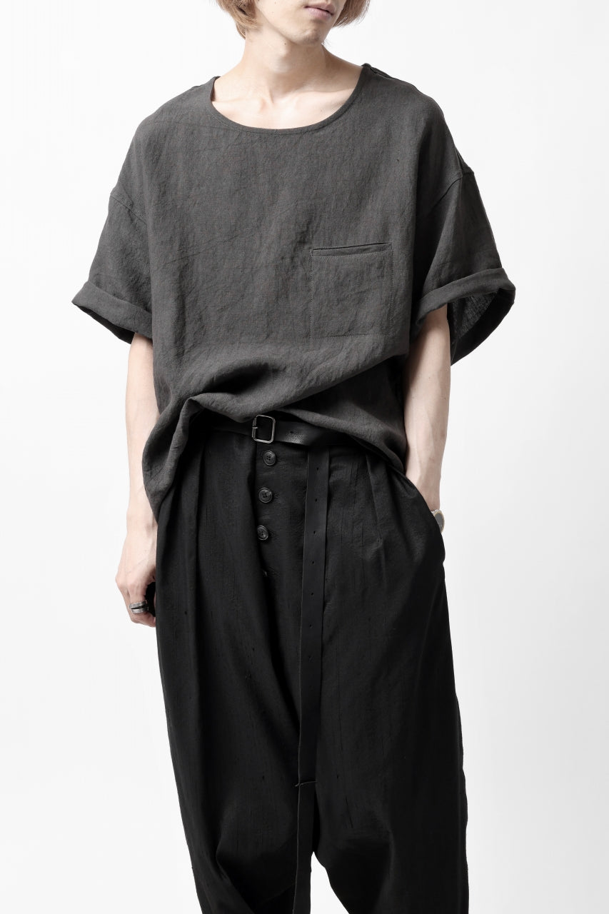 画像をギャラリービューアに読み込む, ISAMU KATAYAMA BACKLASH PULLOVER POCKET SHIRT / SOFT LINEN (CHARCOAL BLACK)