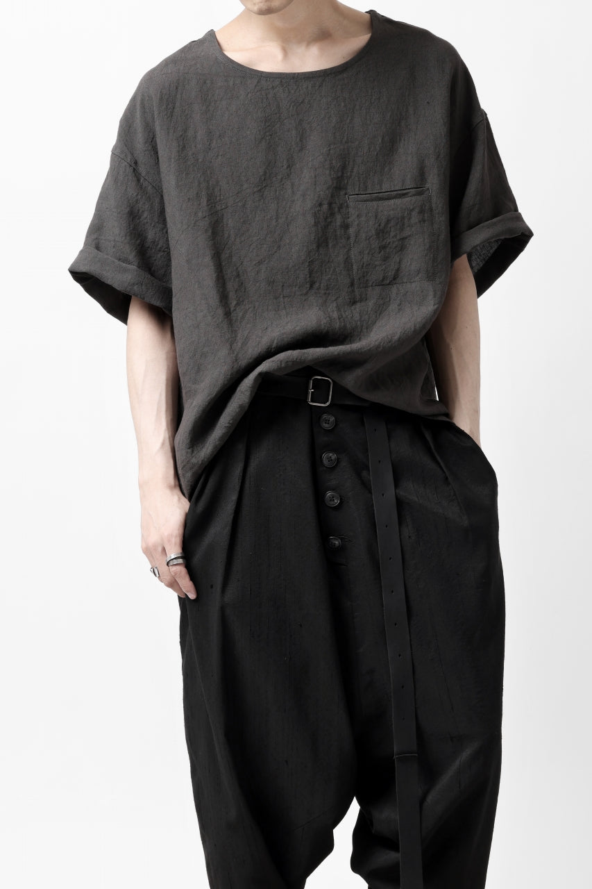 画像をギャラリービューアに読み込む, ISAMU KATAYAMA BACKLASH PULLOVER POCKET SHIRT / SOFT LINEN (CHARCOAL BLACK)