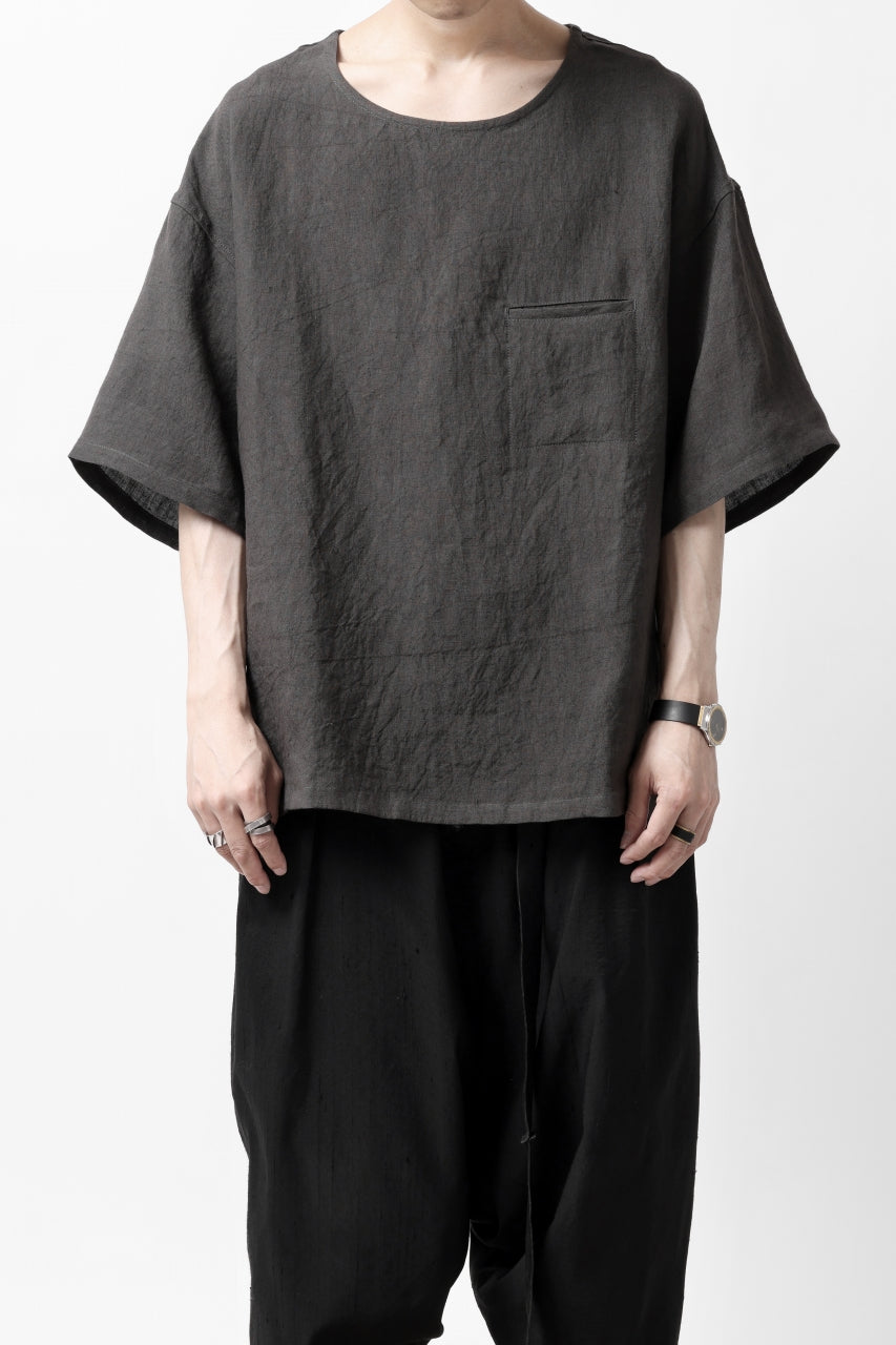 画像をギャラリービューアに読み込む, ISAMU KATAYAMA BACKLASH PULLOVER POCKET SHIRT / SOFT LINEN (CHARCOAL BLACK)