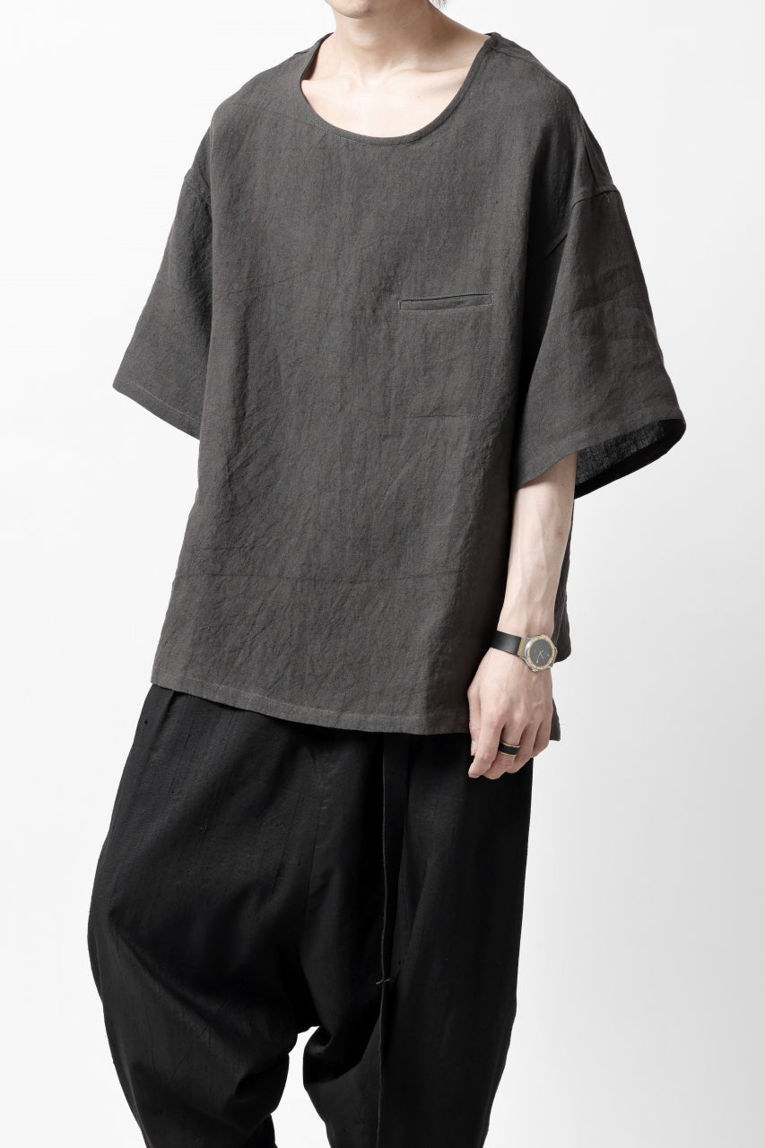 画像をギャラリービューアに読み込む, ISAMU KATAYAMA BACKLASH PULLOVER POCKET SHIRT / SOFT LINEN (CHARCOAL BLACK)