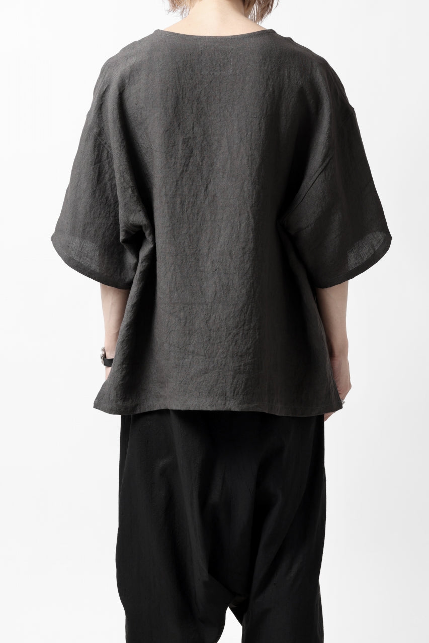 画像をギャラリービューアに読み込む, ISAMU KATAYAMA BACKLASH PULLOVER POCKET SHIRT / SOFT LINEN (CHARCOAL BLACK)