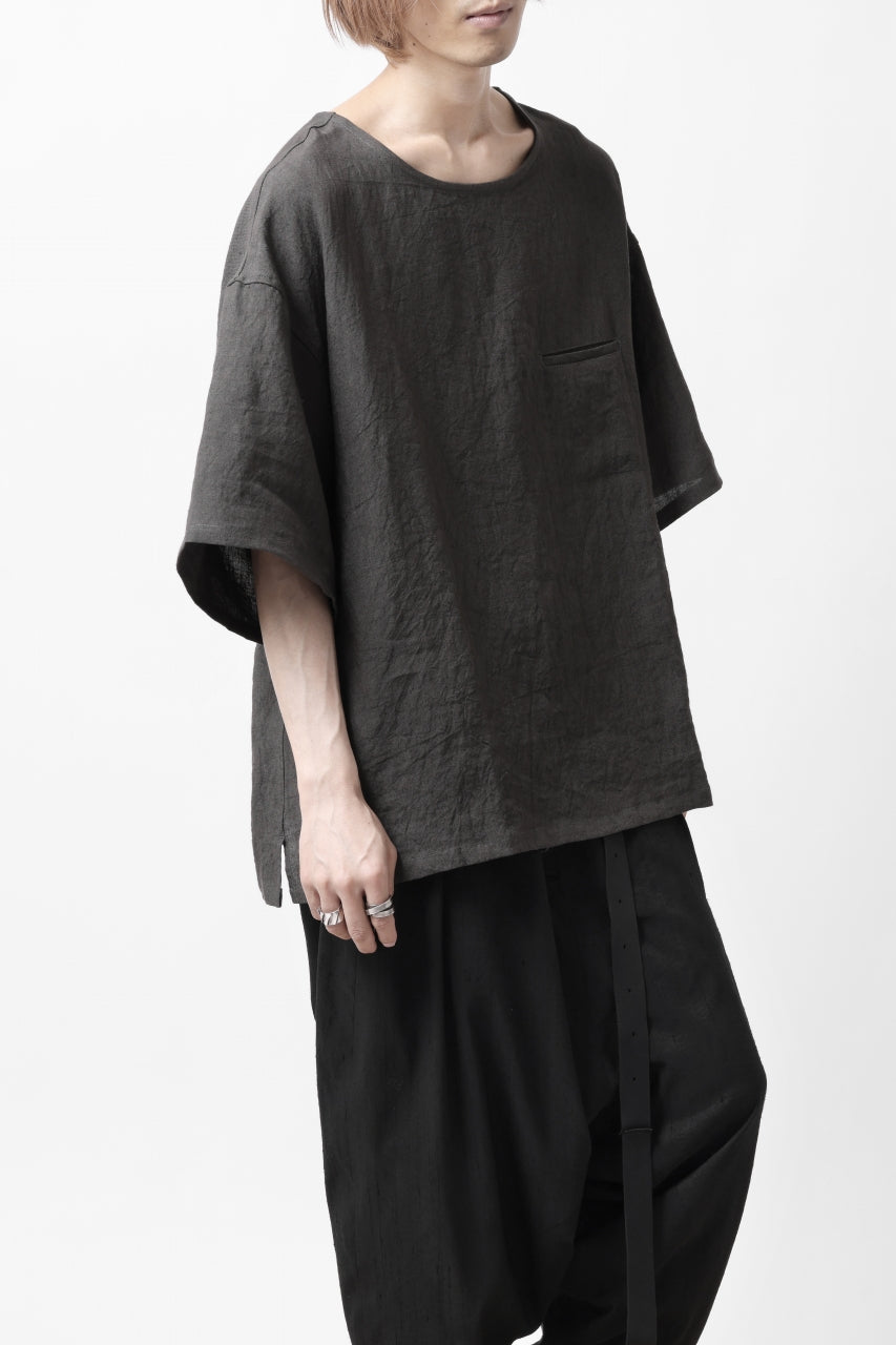 画像をギャラリービューアに読み込む, ISAMU KATAYAMA BACKLASH PULLOVER POCKET SHIRT / SOFT LINEN (CHARCOAL BLACK)