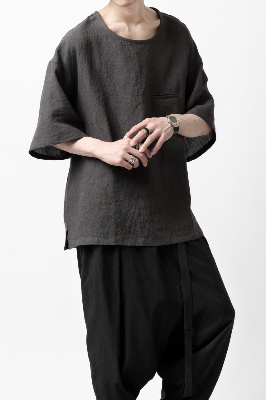画像をギャラリービューアに読み込む, ISAMU KATAYAMA BACKLASH PULLOVER POCKET SHIRT / SOFT LINEN (CHARCOAL BLACK)