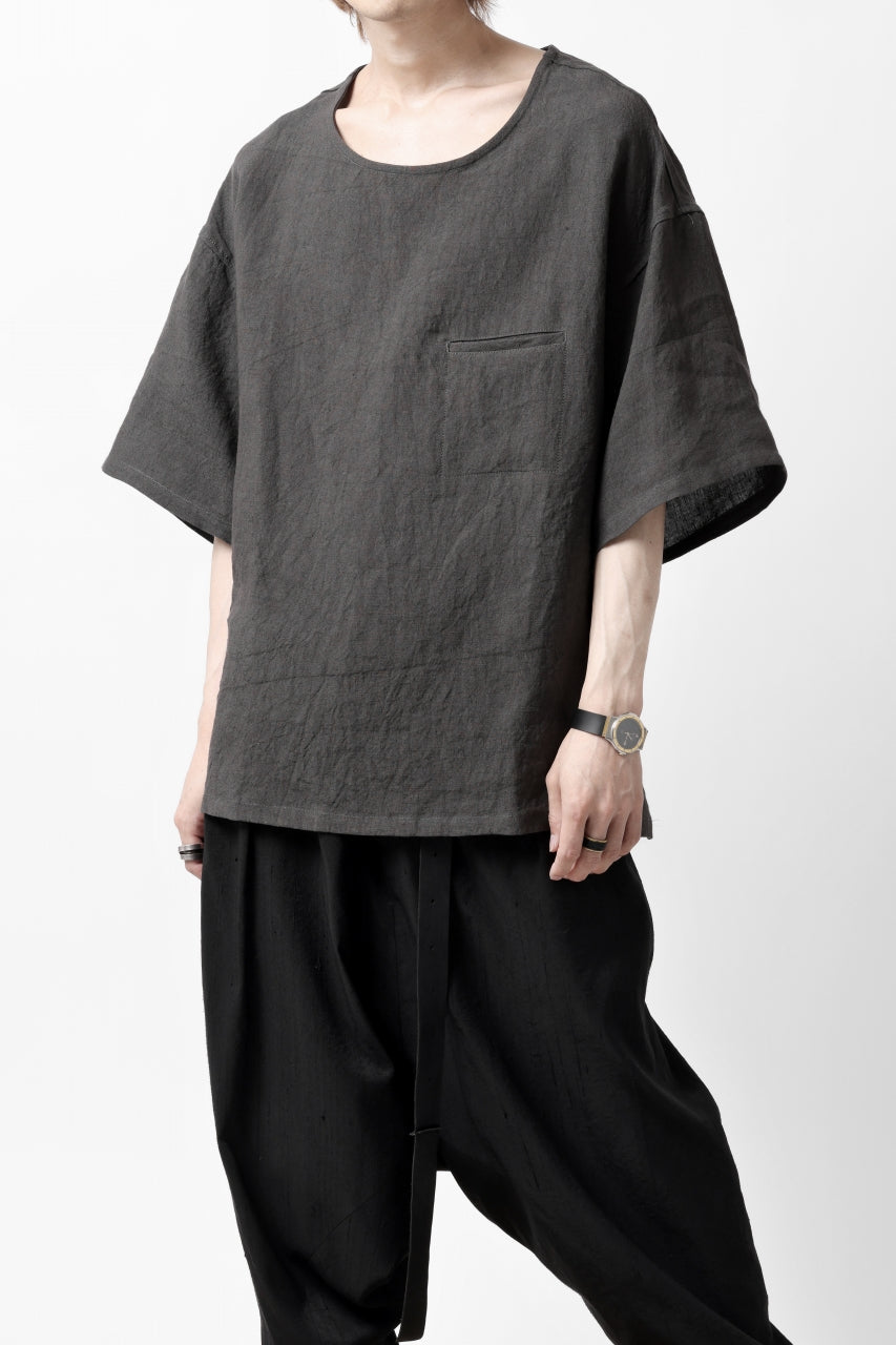 画像をギャラリービューアに読み込む, ISAMU KATAYAMA BACKLASH PULLOVER POCKET SHIRT / SOFT LINEN (CHARCOAL BLACK)