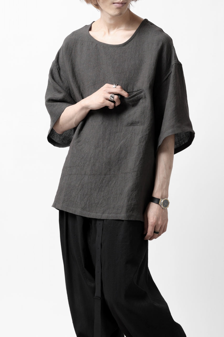 画像をギャラリービューアに読み込む, ISAMU KATAYAMA BACKLASH PULLOVER POCKET SHIRT / SOFT LINEN (CHARCOAL BLACK)