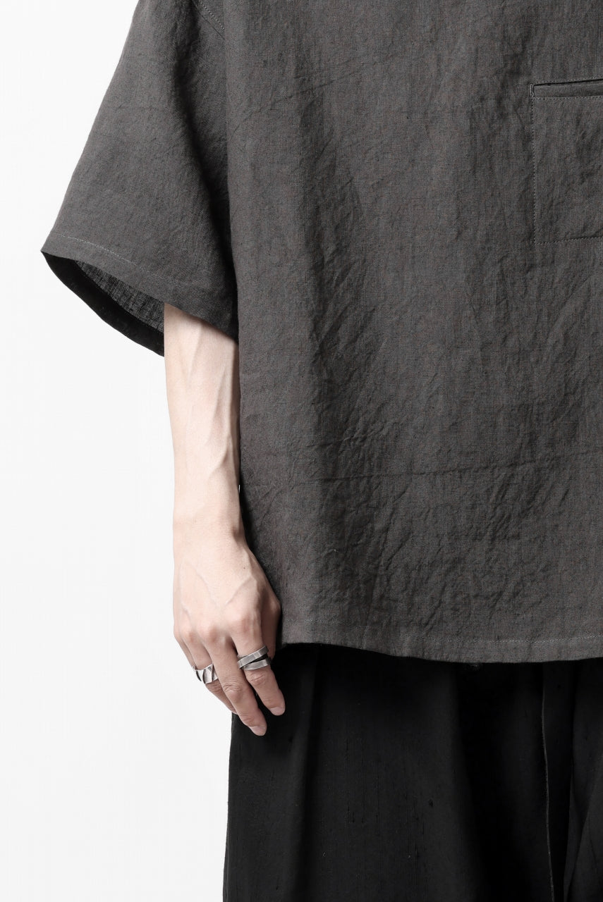 画像をギャラリービューアに読み込む, ISAMU KATAYAMA BACKLASH PULLOVER POCKET SHIRT / SOFT LINEN (CHARCOAL BLACK)