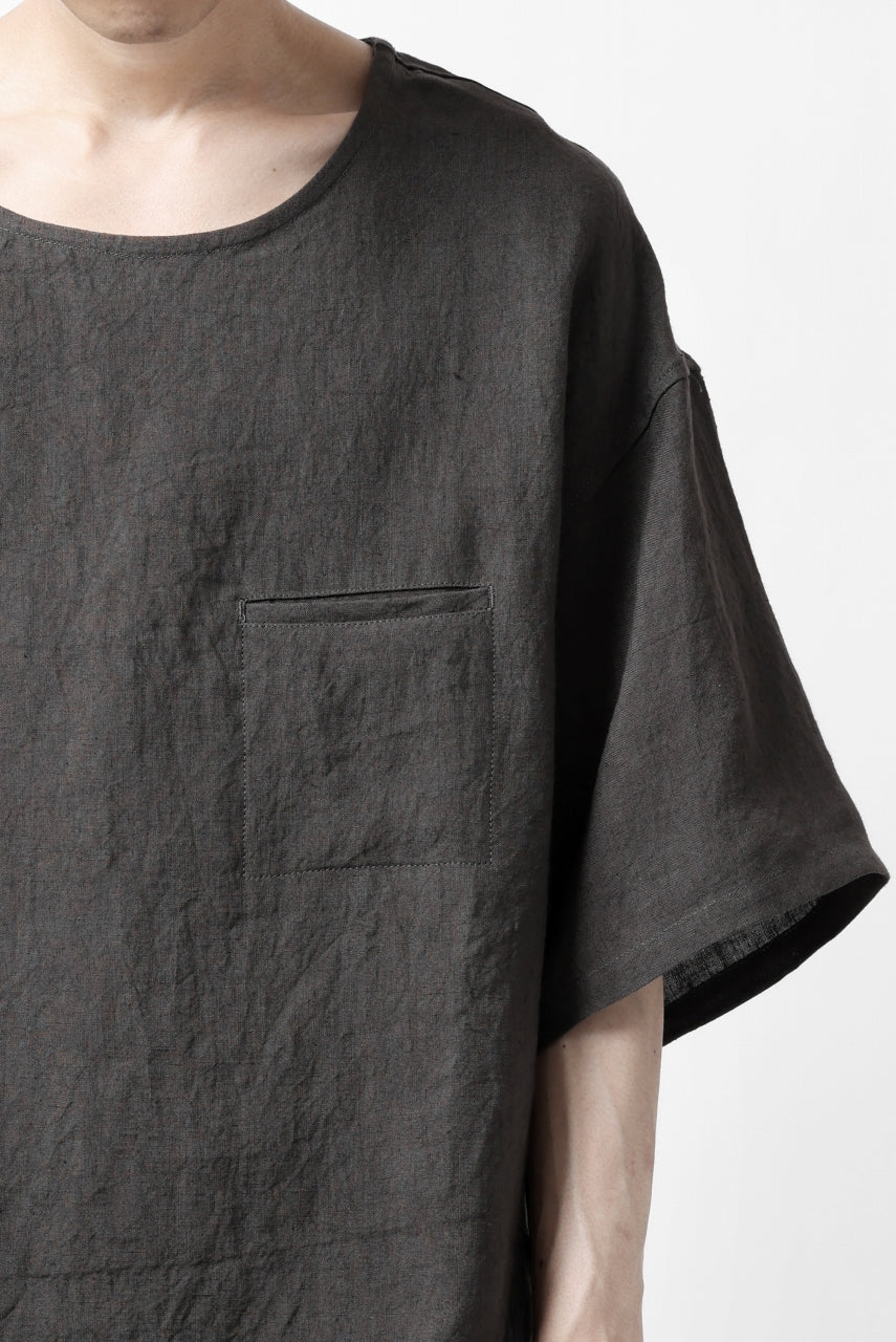 画像をギャラリービューアに読み込む, ISAMU KATAYAMA BACKLASH PULLOVER POCKET SHIRT / SOFT LINEN (CHARCOAL BLACK)