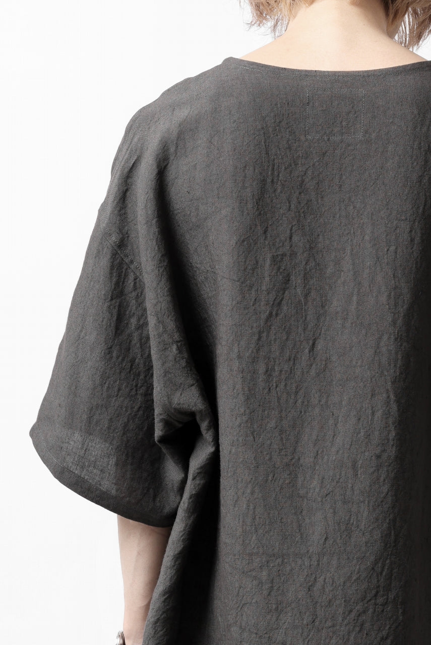 画像をギャラリービューアに読み込む, ISAMU KATAYAMA BACKLASH PULLOVER POCKET SHIRT / SOFT LINEN (CHARCOAL BLACK)