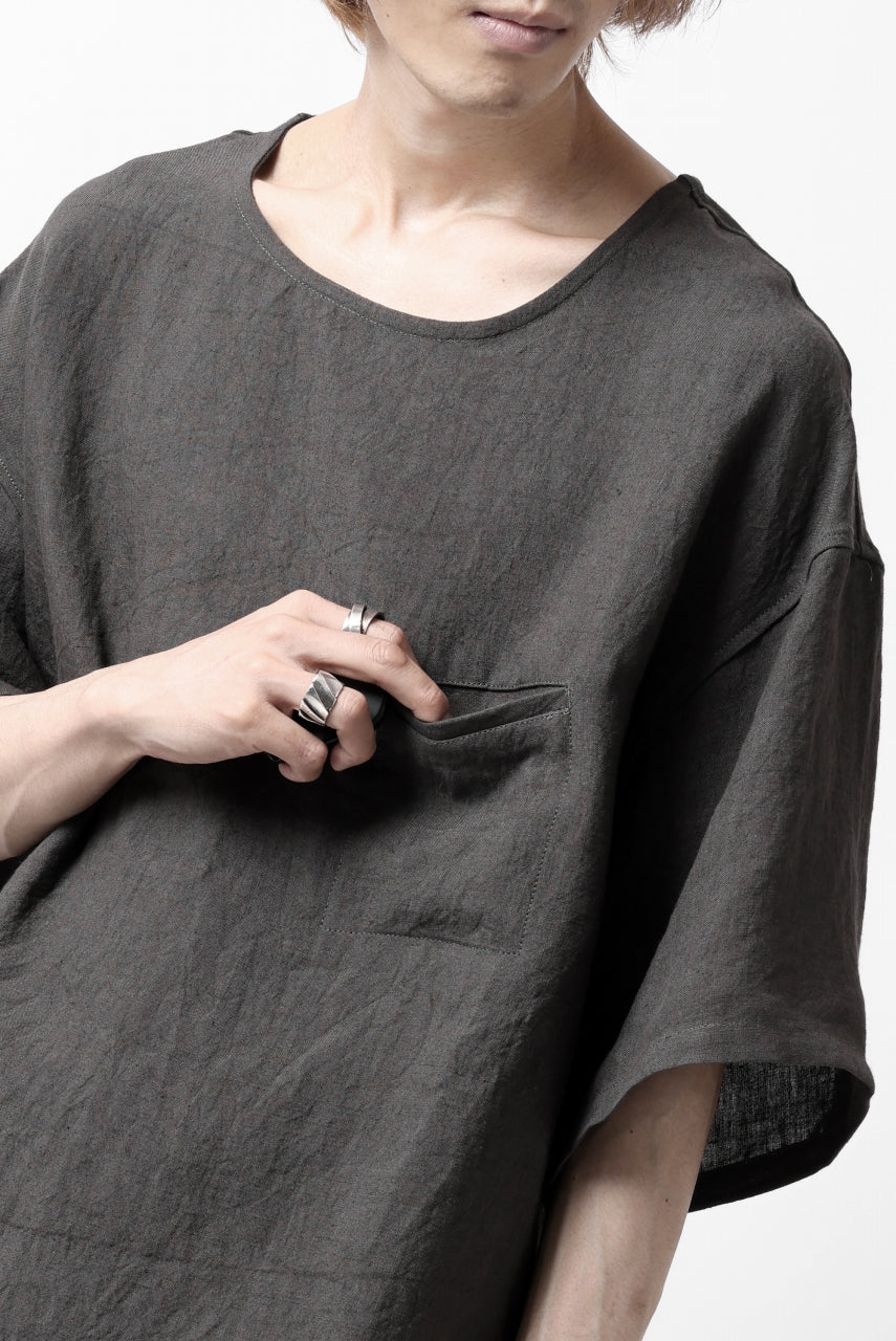 画像をギャラリービューアに読み込む, ISAMU KATAYAMA BACKLASH PULLOVER POCKET SHIRT / SOFT LINEN (CHARCOAL BLACK)