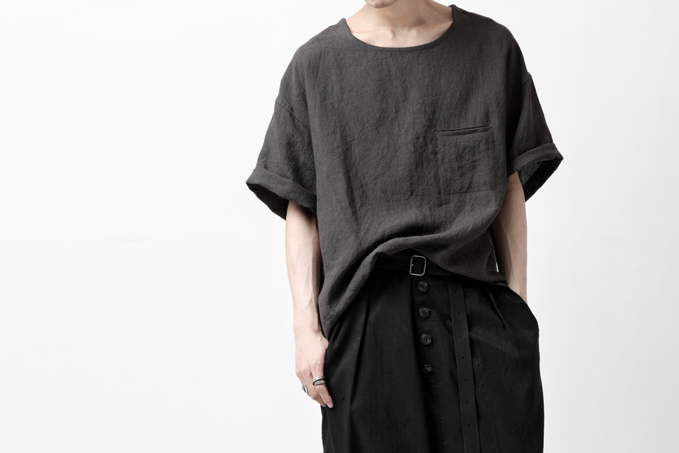 画像をギャラリービューアに読み込む, ISAMU KATAYAMA BACKLASH PULLOVER POCKET SHIRT / SOFT LINEN (CHARCOAL BLACK)