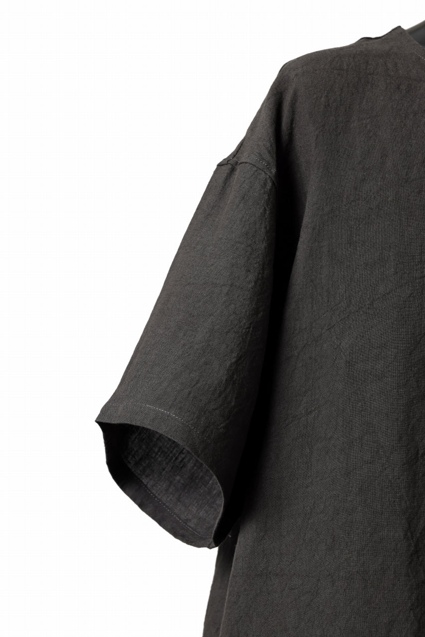 画像をギャラリービューアに読み込む, ISAMU KATAYAMA BACKLASH PULLOVER POCKET SHIRT / SOFT LINEN (CHARCOAL BLACK)