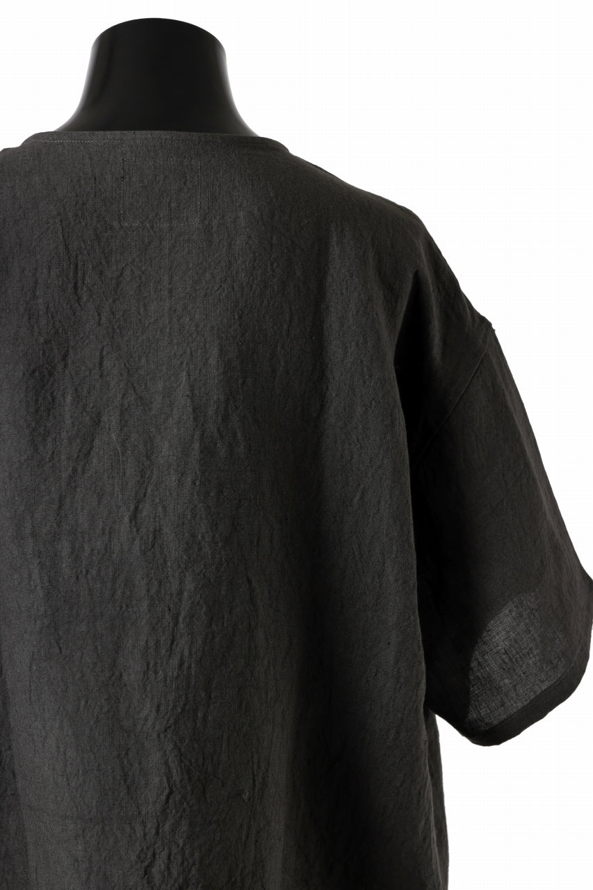 画像をギャラリービューアに読み込む, ISAMU KATAYAMA BACKLASH PULLOVER POCKET SHIRT / SOFT LINEN (CHARCOAL BLACK)