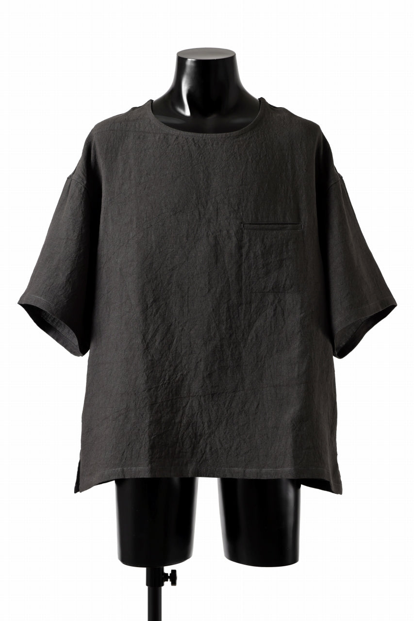 画像をギャラリービューアに読み込む, ISAMU KATAYAMA BACKLASH PULLOVER POCKET SHIRT / SOFT LINEN (CHARCOAL BLACK)