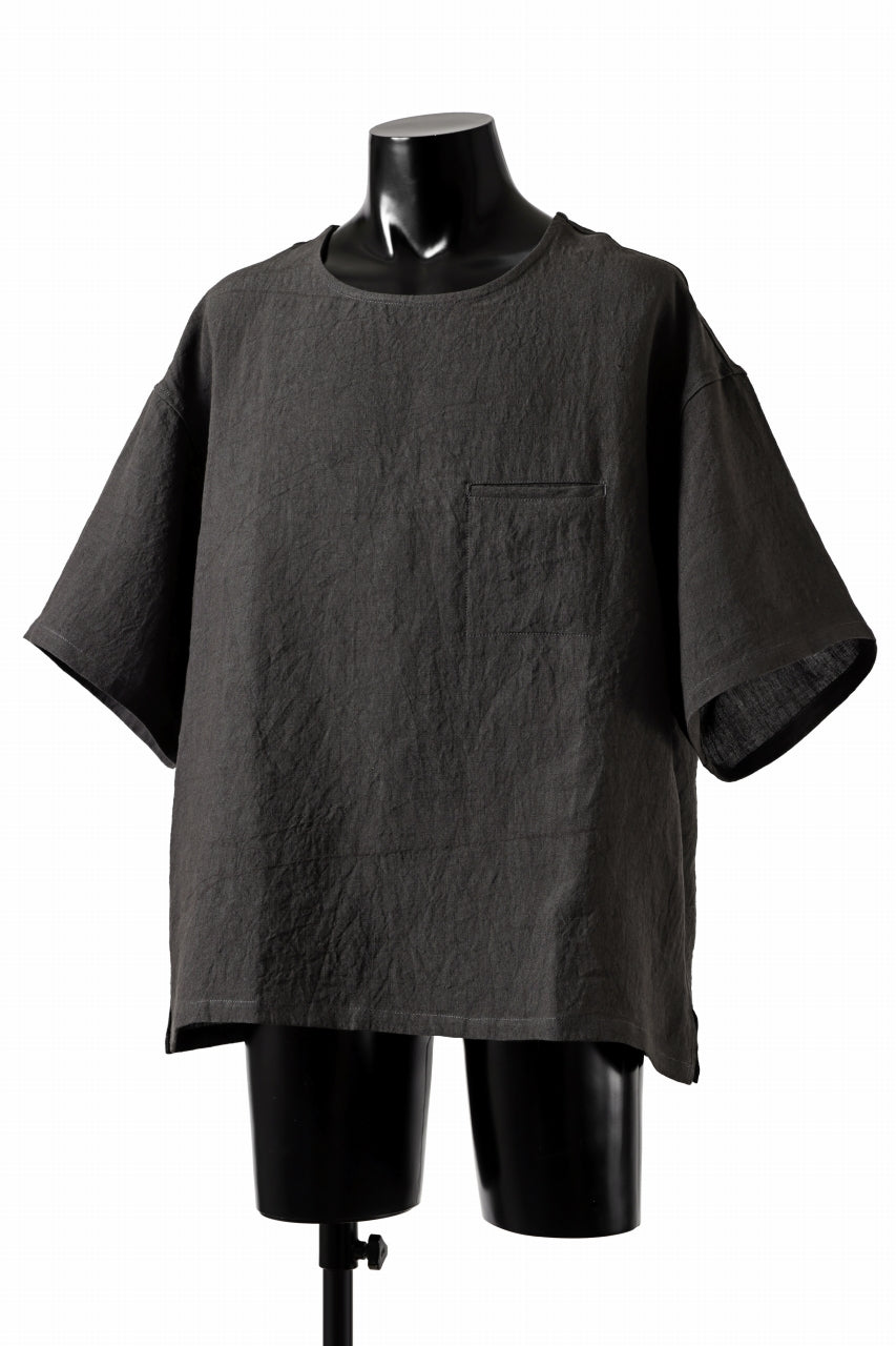 画像をギャラリービューアに読み込む, ISAMU KATAYAMA BACKLASH PULLOVER POCKET SHIRT / SOFT LINEN (CHARCOAL BLACK)