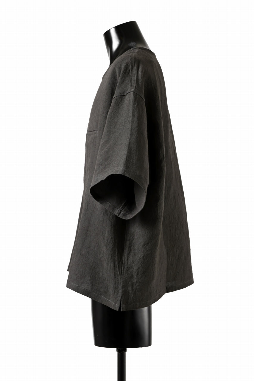 画像をギャラリービューアに読み込む, ISAMU KATAYAMA BACKLASH PULLOVER POCKET SHIRT / SOFT LINEN (CHARCOAL BLACK)