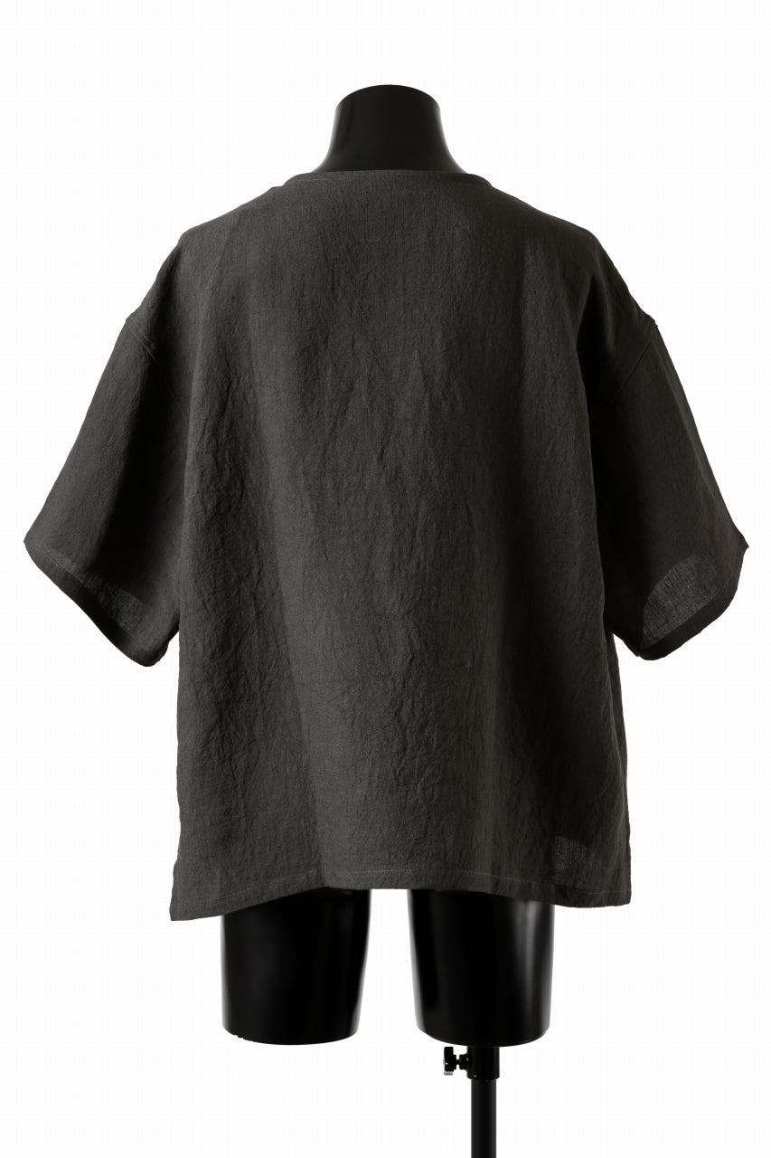画像をギャラリービューアに読み込む, ISAMU KATAYAMA BACKLASH PULLOVER POCKET SHIRT / SOFT LINEN (CHARCOAL BLACK)