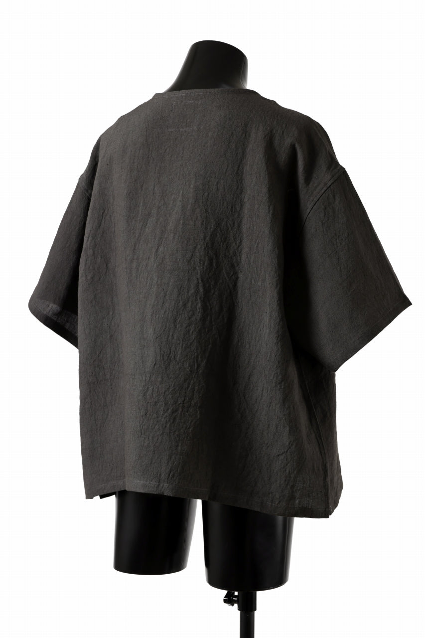 画像をギャラリービューアに読み込む, ISAMU KATAYAMA BACKLASH PULLOVER POCKET SHIRT / SOFT LINEN (CHARCOAL BLACK)