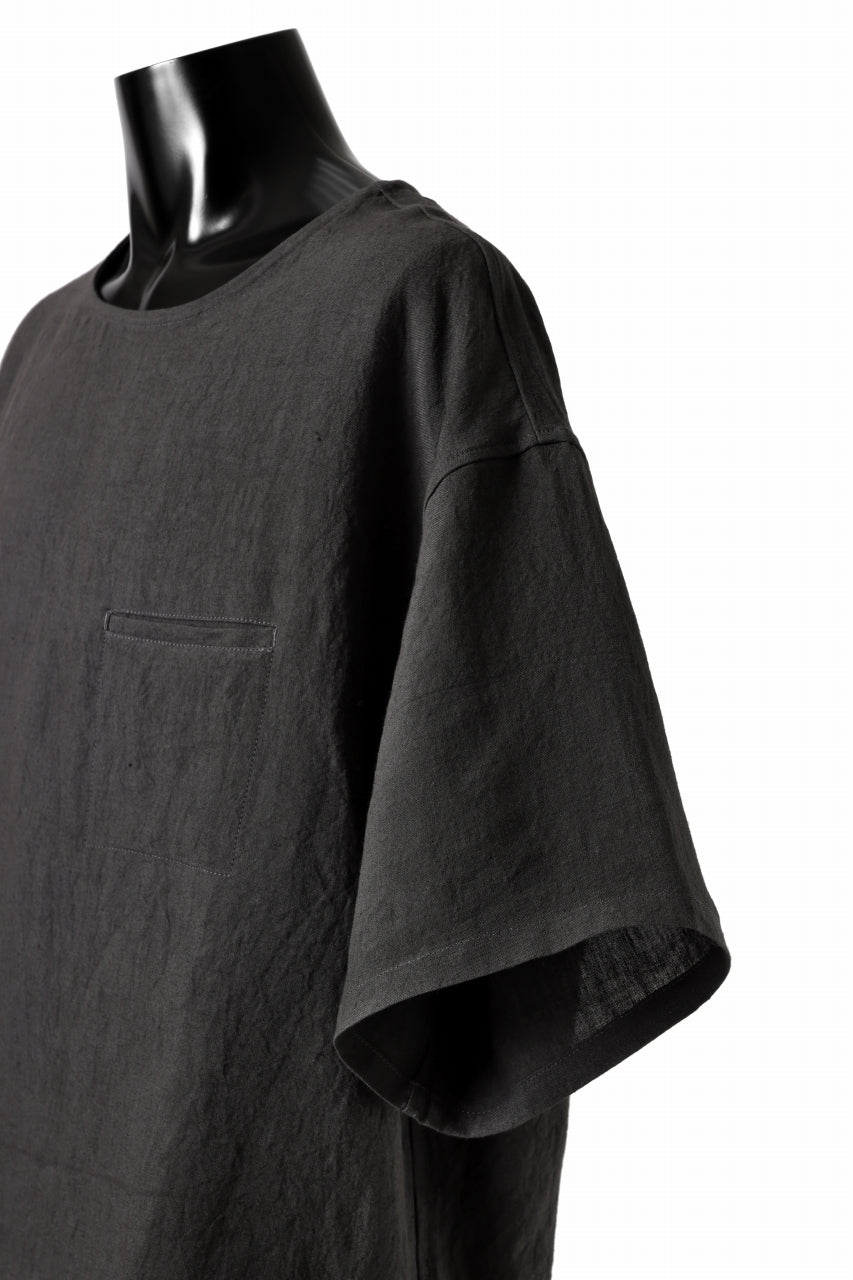 画像をギャラリービューアに読み込む, ISAMU KATAYAMA BACKLASH PULLOVER POCKET SHIRT / SOFT LINEN (CHARCOAL BLACK)