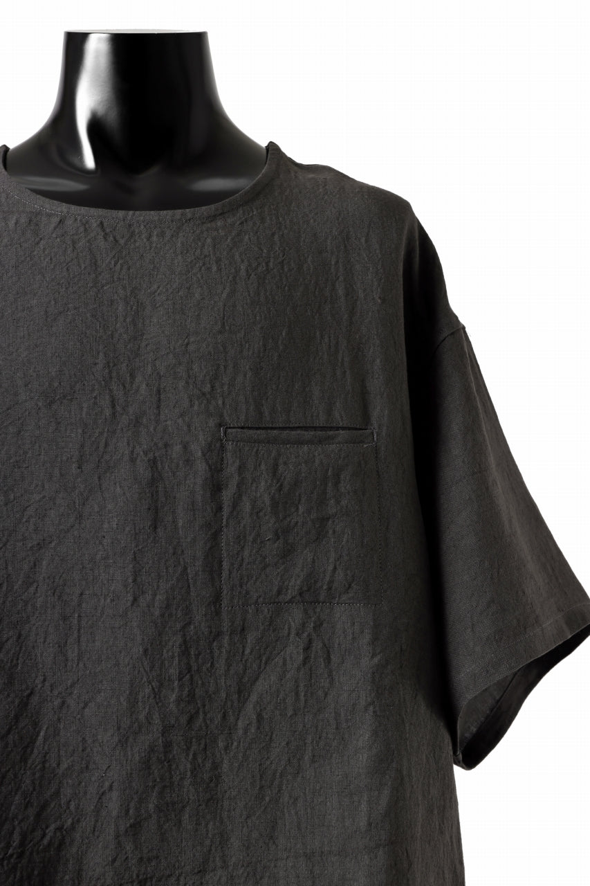 画像をギャラリービューアに読み込む, ISAMU KATAYAMA BACKLASH PULLOVER POCKET SHIRT / SOFT LINEN (CHARCOAL BLACK)