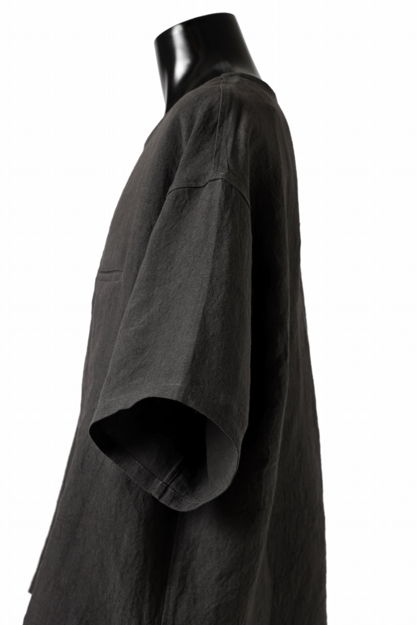 画像をギャラリービューアに読み込む, ISAMU KATAYAMA BACKLASH PULLOVER POCKET SHIRT / SOFT LINEN (CHARCOAL BLACK)